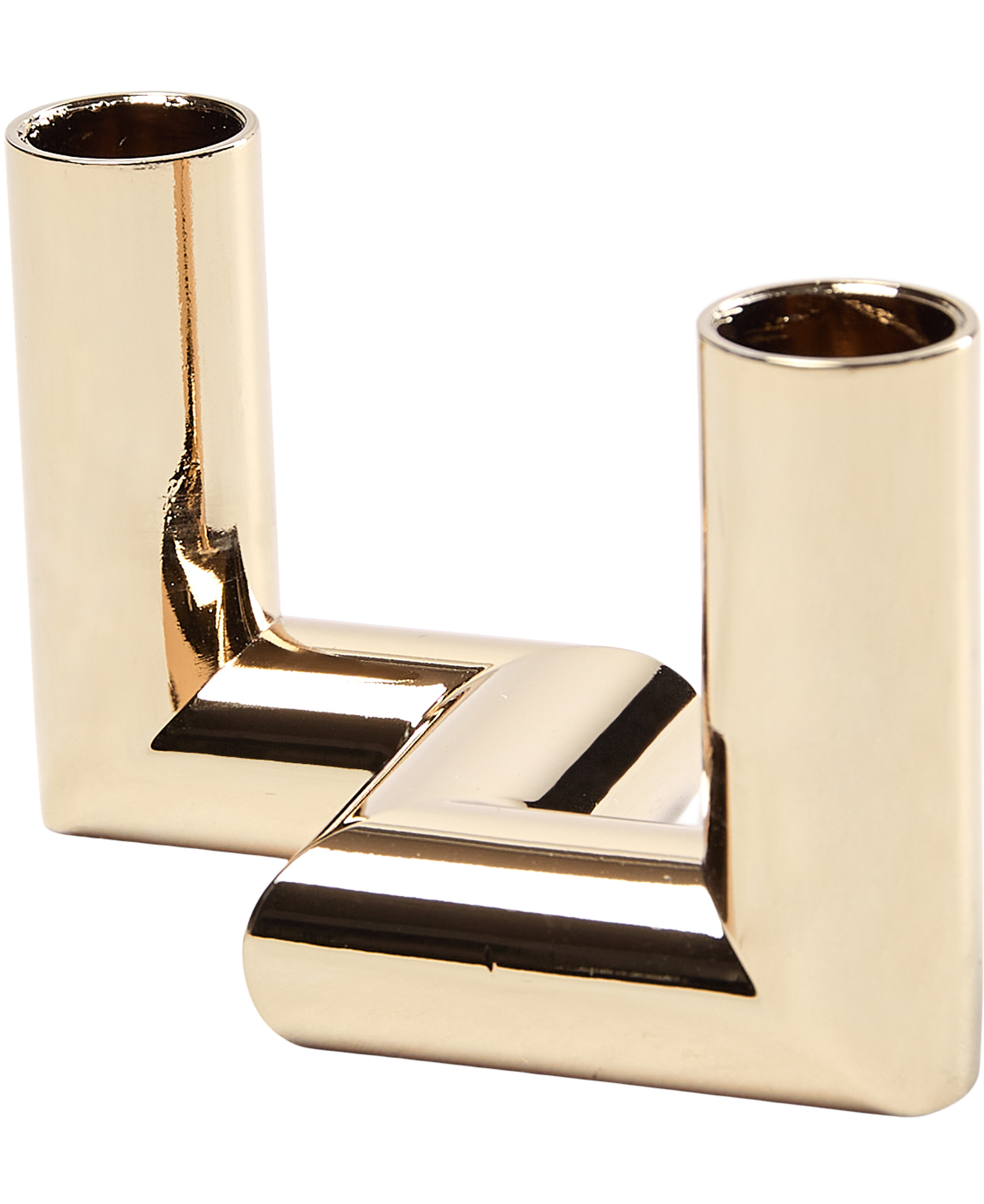 Matrix Candle Holder 2'arm Mini Taper - Brass - 7,5 x 4,5