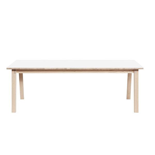 Andersen Furniture T9 spisebord - 180 cm. - hvid laminat - egetræs stel, 1 stk. tillægsplade