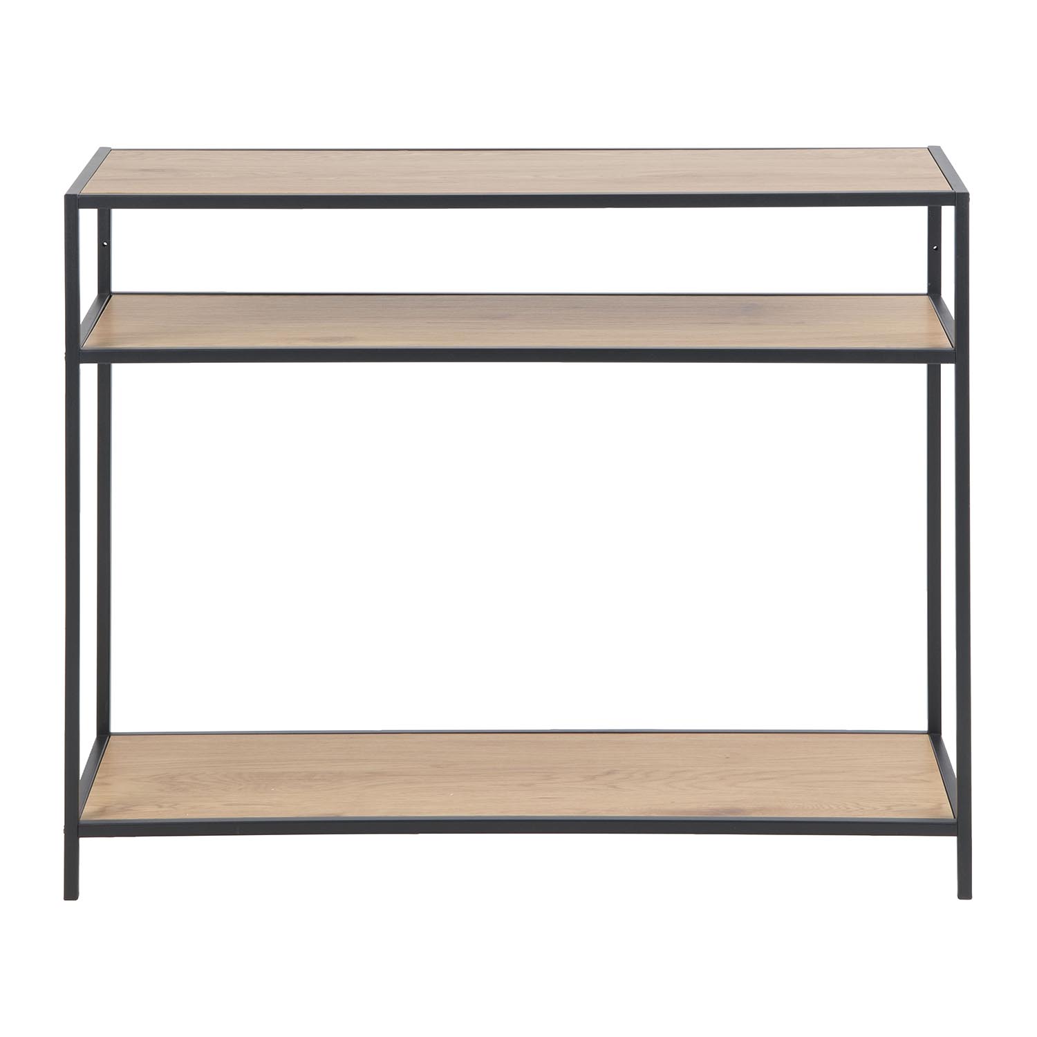 ACT NORDIC Seaford konsolbord, m. 2 hylder - natur papir vildeg melamin og sort metal (100x35)
