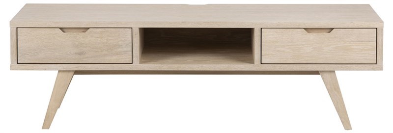 ACT NORDIC A-Line TV-bord, m. 2 skuffer og 1 rum - hvidpigmenteret egetræsfiner (150x40)