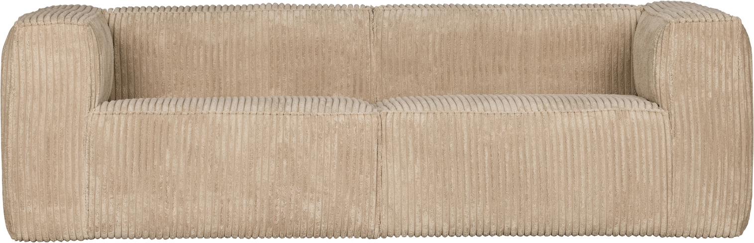 Fløjl 3,5-personers sofa i lysebrun, H73x96x246 cm