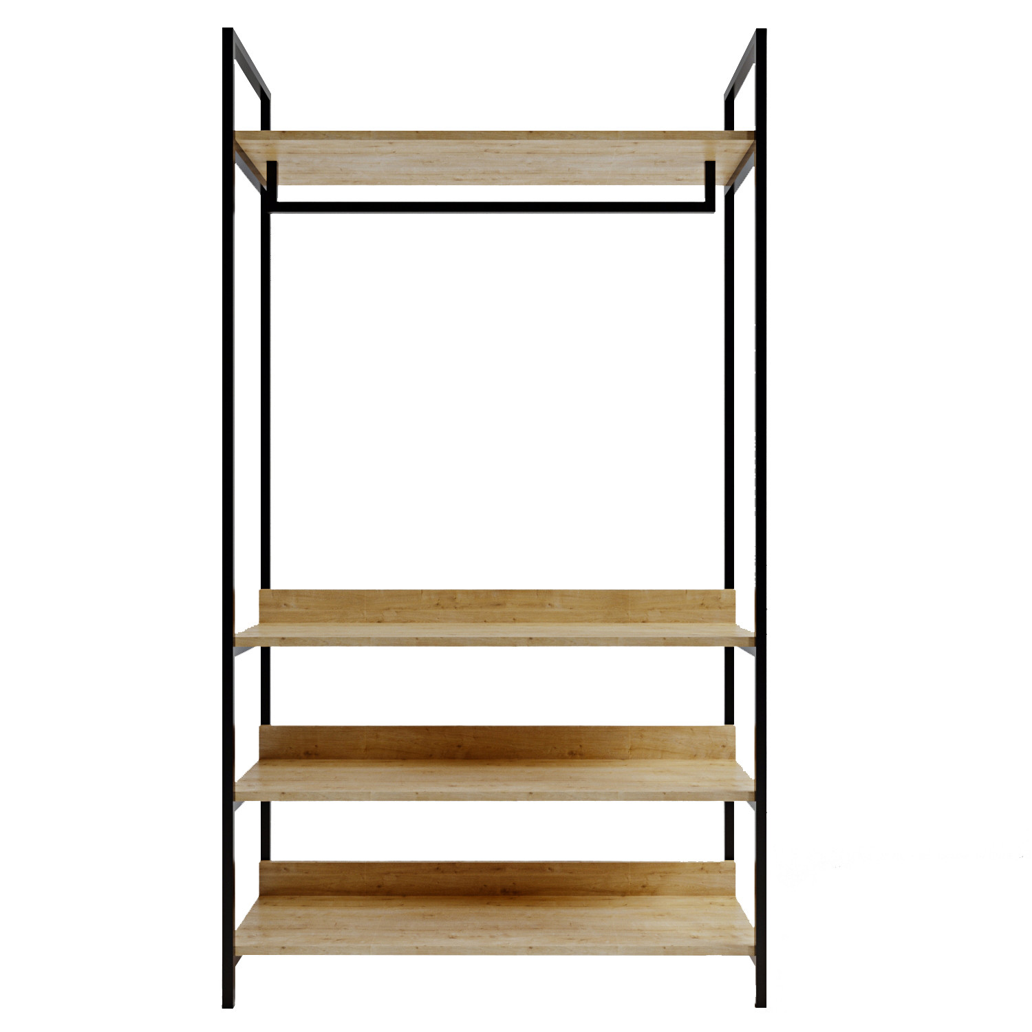 FUNZI LIVING Trend garderobeskab, m. 1 bøjlestang, 3 hylder - natur melamin og metal