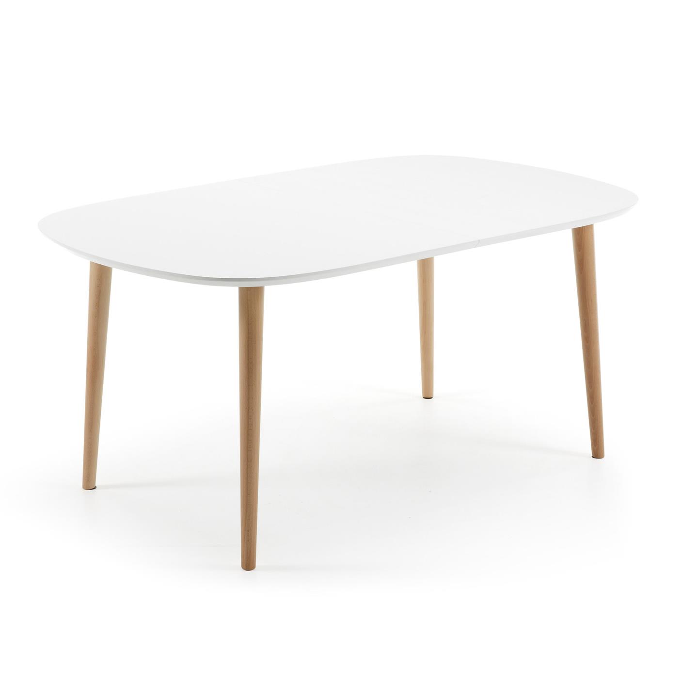 KAVE HOME Oqui spisebord m. tillægsplader, ovalt, hvid MDF 160 (260) x 100 cm