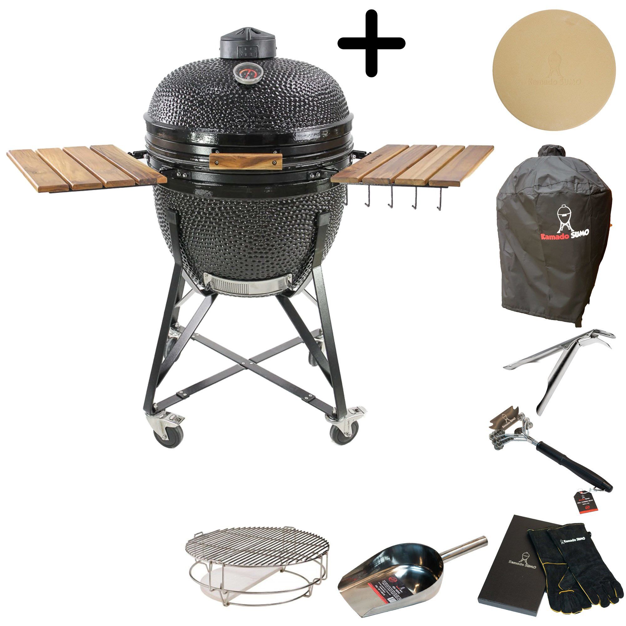 Maxi kulgrill m. tilbehørspakke, sort