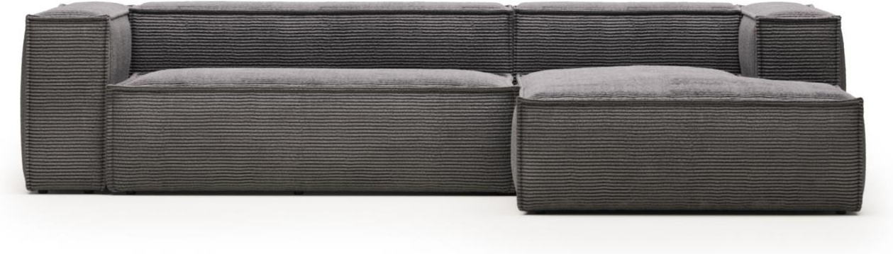 Blok, Chaiselong sofa, Højrevendt, grå, H69x300x174 cm, stof
