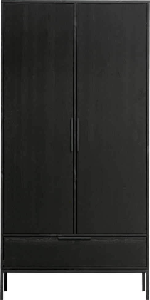 Adam, Højskab, 2-dørs, sort, H200x53x100 cm