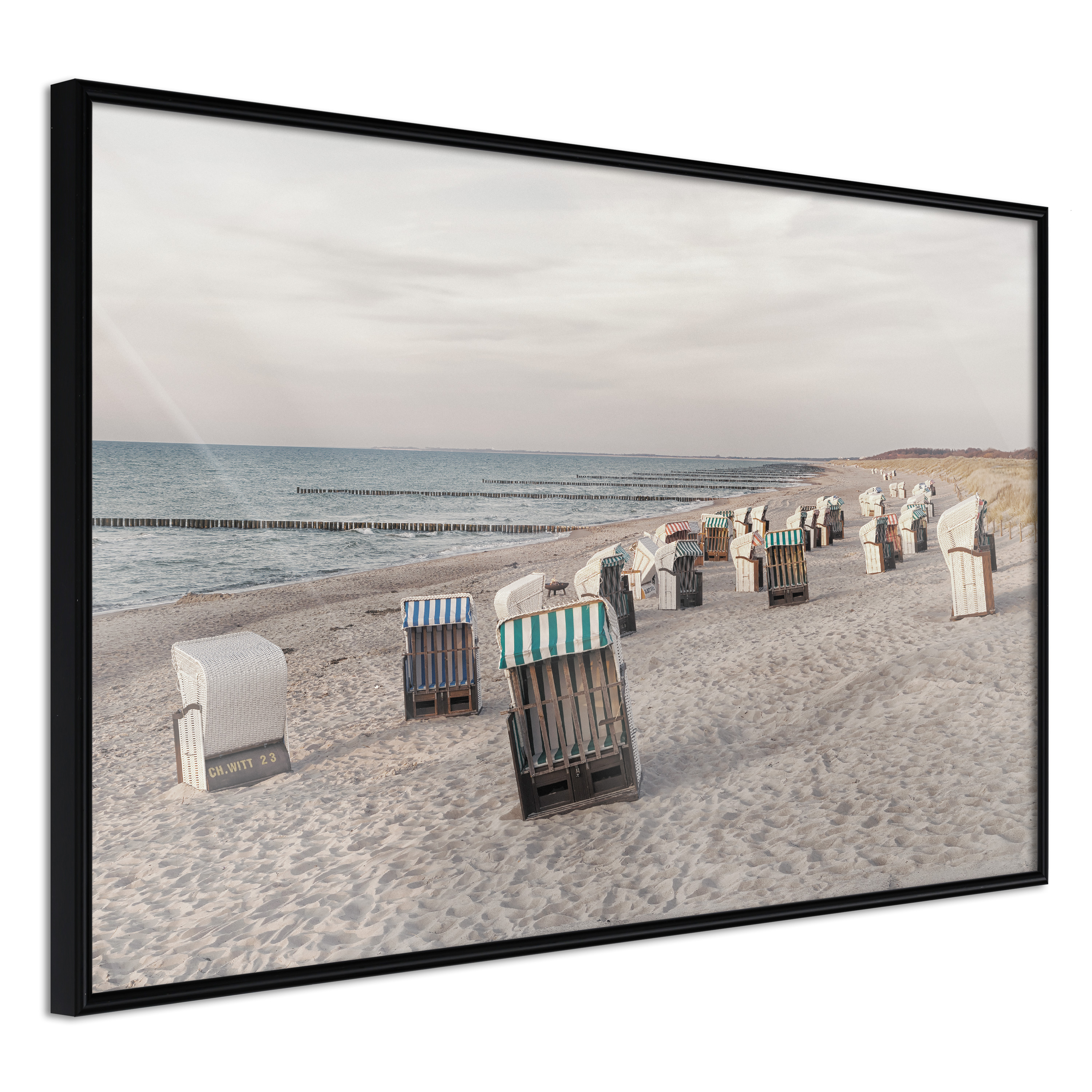 ARTGEIST Plakat med ramme - Baltic Beach Chairs Sort 30x20