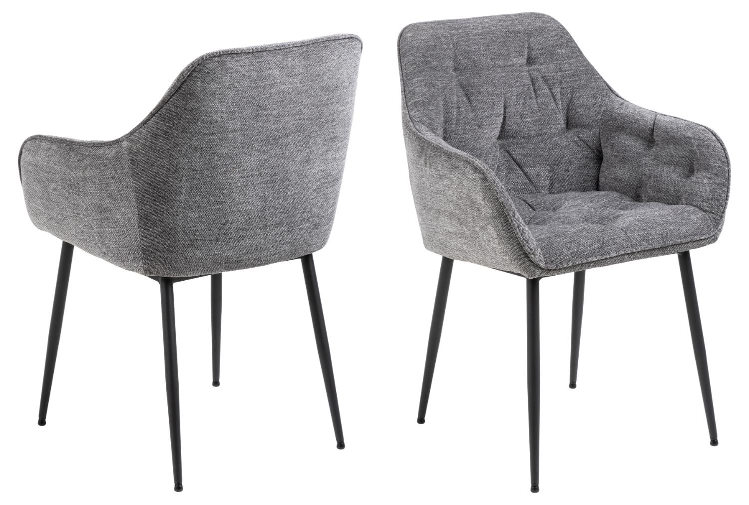 ACT NORDIC Brooke spisebordsstol, m. armlæn - antracitgrå polyester og sort metal