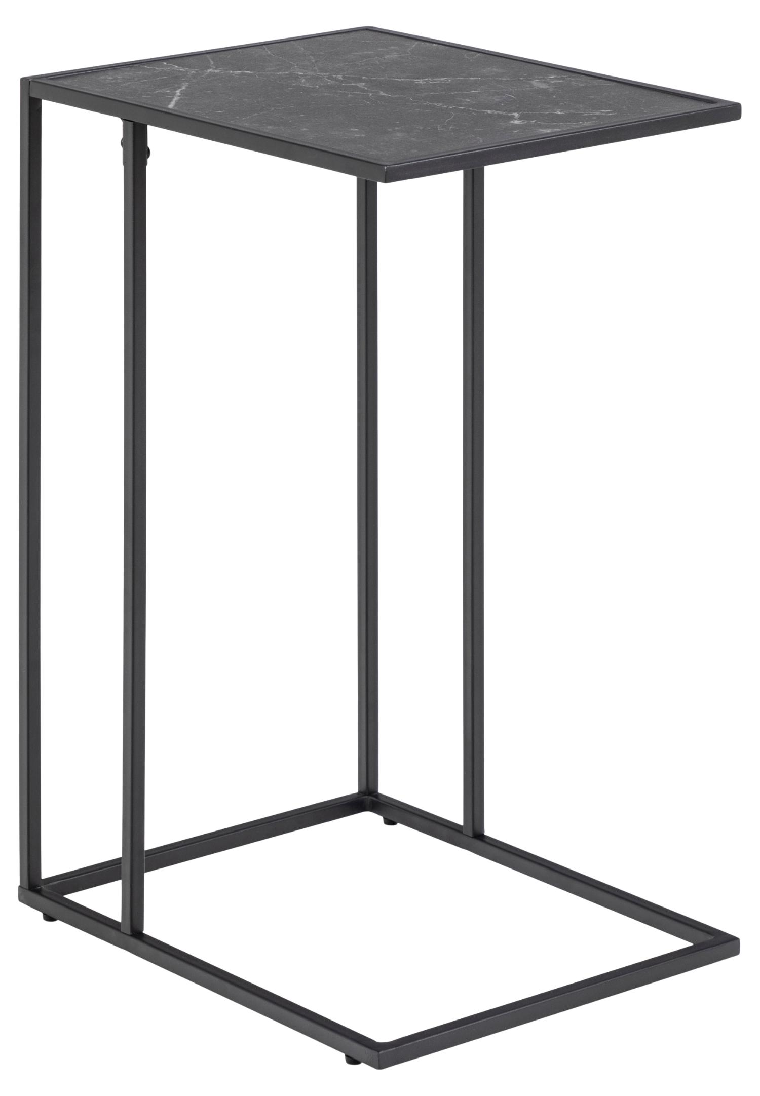 ACT NORDIC Infinity hjørnebord, rektangulær - sort marmor melamin og sort metal (43x35)