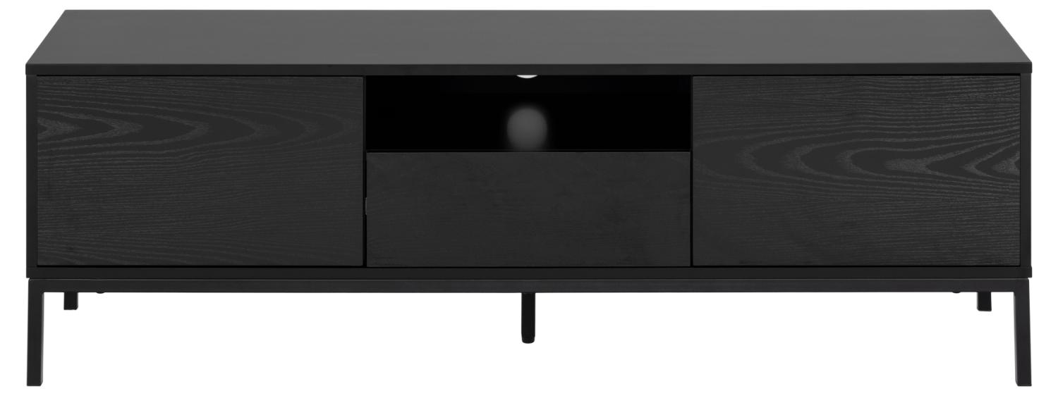 ACT NORDIC Seaford TV-bord, m. 2 låger og 1 skuffe - sort ask melamin/MDF/metal (140x40)
