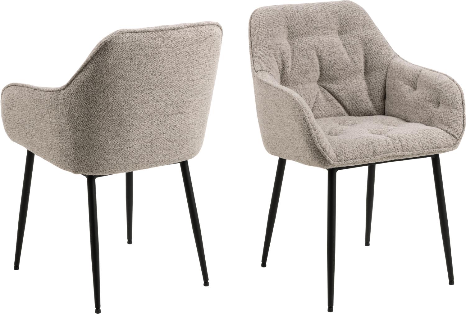 ACT NORDIC Brooke spisebordsstol, m. armlæn - beige stof og sort metal