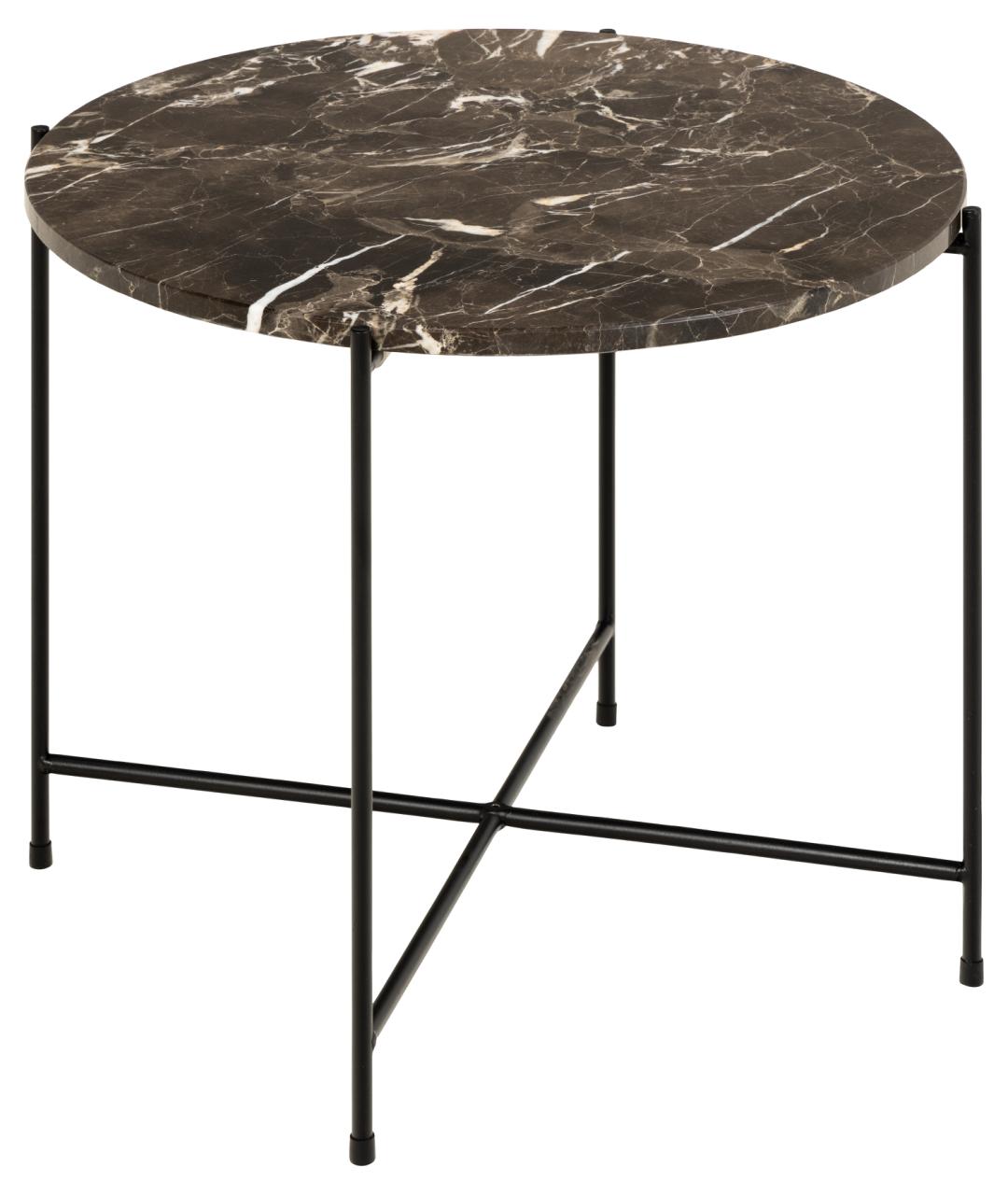 ACT NORDIC Avila sidebord, rund - brun Emperador marmor og sort stål (Ø52)