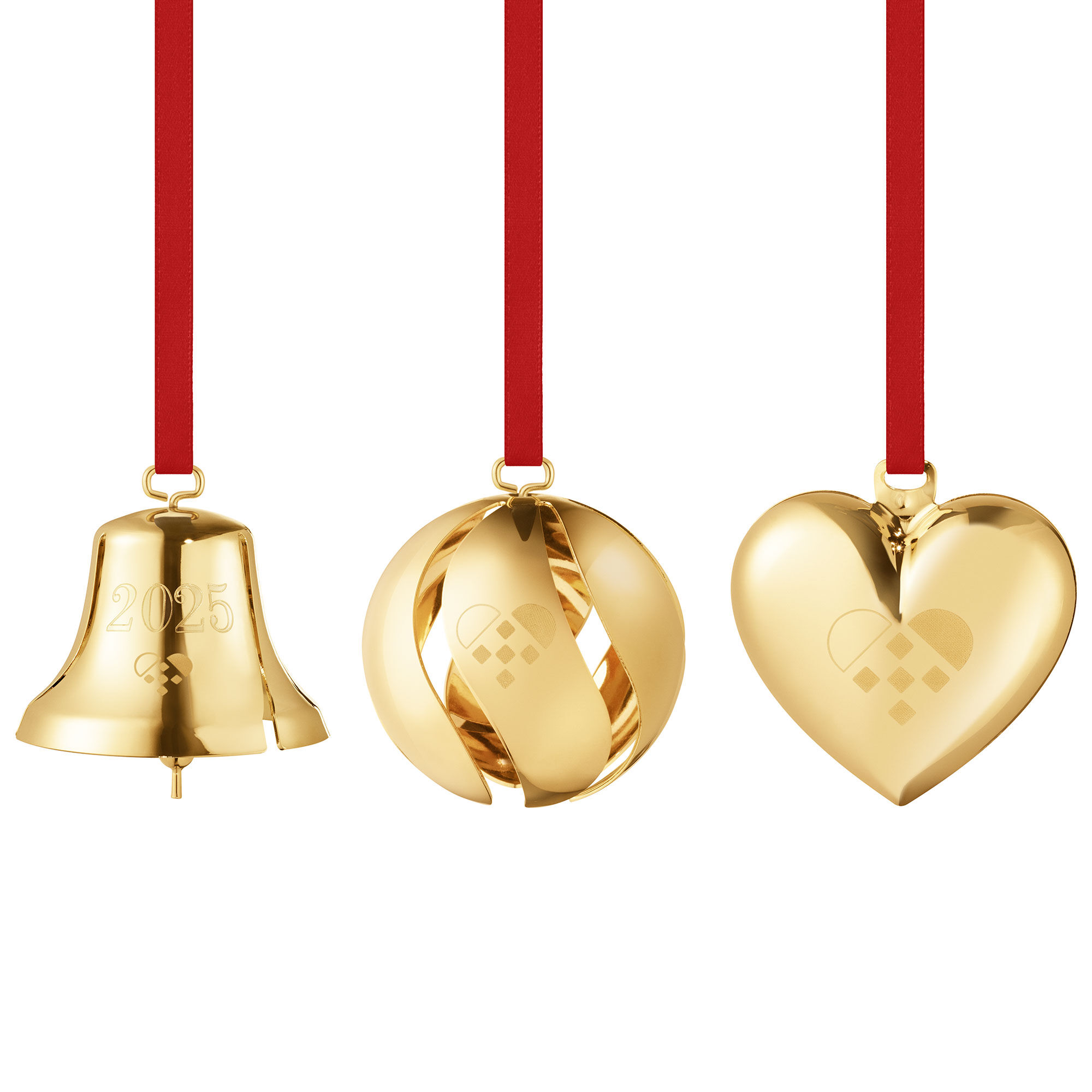 Georg Jensen CC 2025 Julepynt gavesæt 3 dele, 18K-guldbelagt