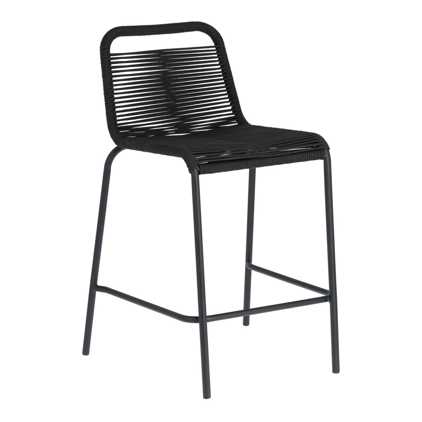KAVE HOME Black Glenville barstol til haven, m. ryglæn og fodstøtte - stål (88cm)