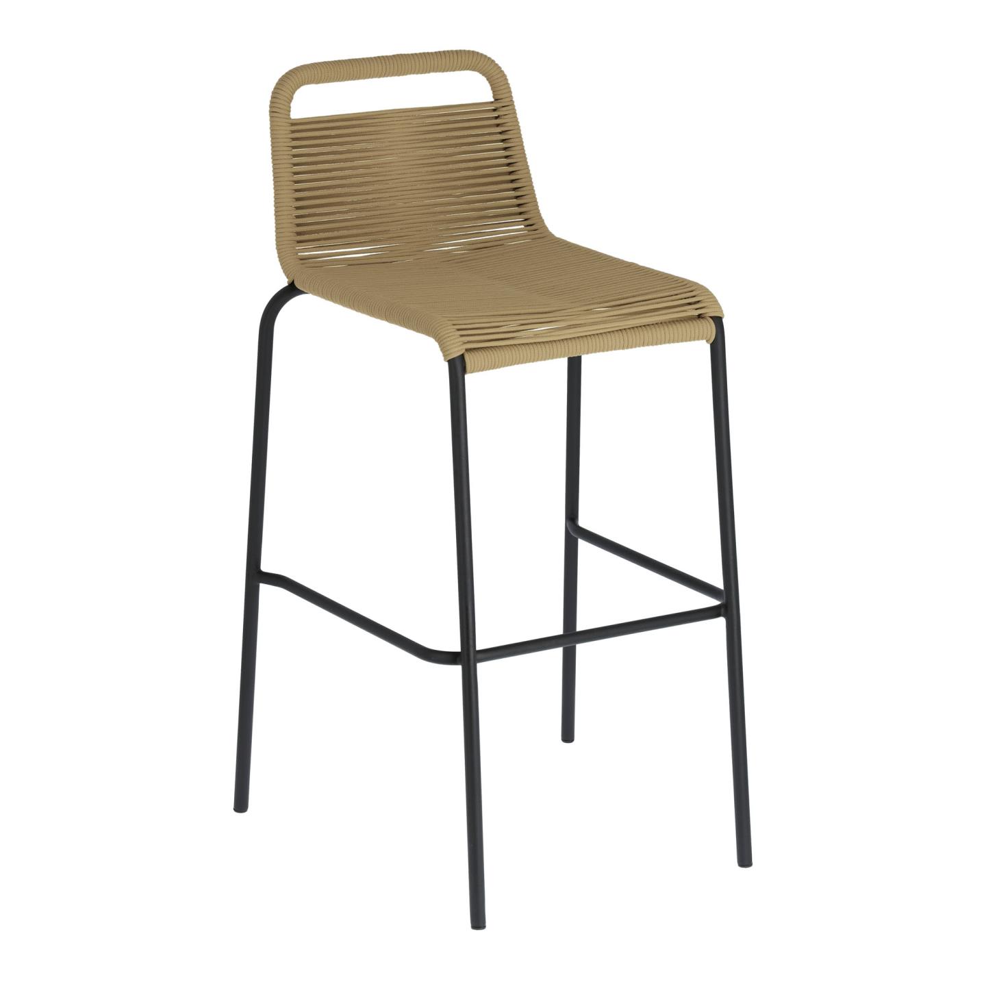 KAVE HOME Beige Glenville barstol til haven, m. ryglæn og fodstøtte - stål (100cm)