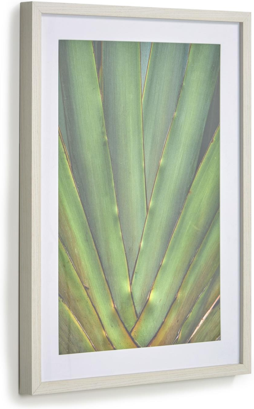 Billede med ramme Kave Home Lyn 50Ã70 cm  -  tropisk grøn vægkunst i finértræ & glas