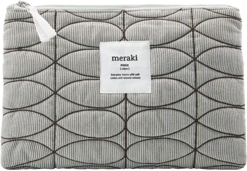 Makeuppung Meraki Mentha quiltet bomuld toilettaske lys grå/armygrøn 20x3,5x30 cm